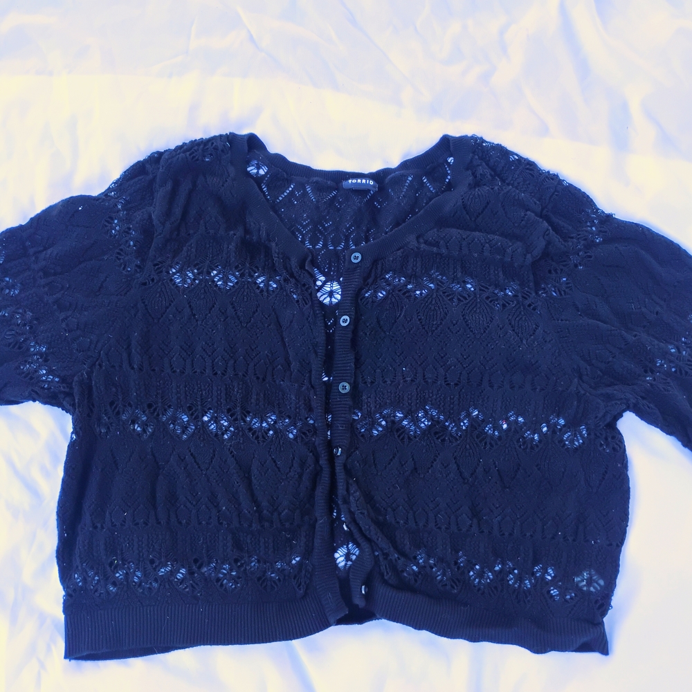 Torrid Black Knit Button-Up Sweater Cover Up Size 3 Boho Whimsygoth